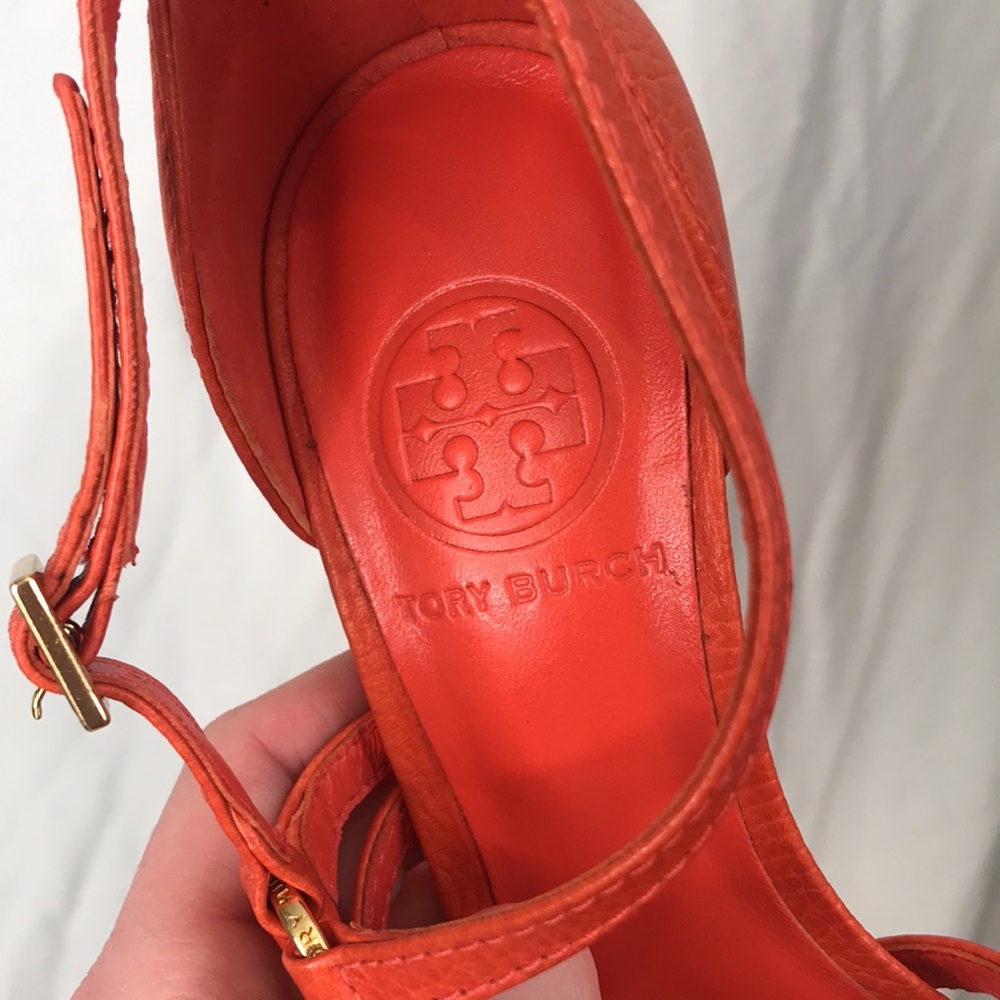 Tory Burch Orange Strappy Heels - Picture 7 of 9